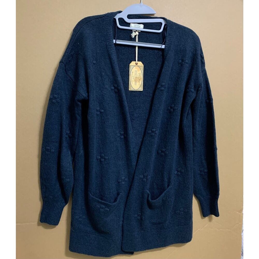 FAT FACE Womens BELLA BOBBLE Cardigan Sweater Sz 4 Navy Blue NWT